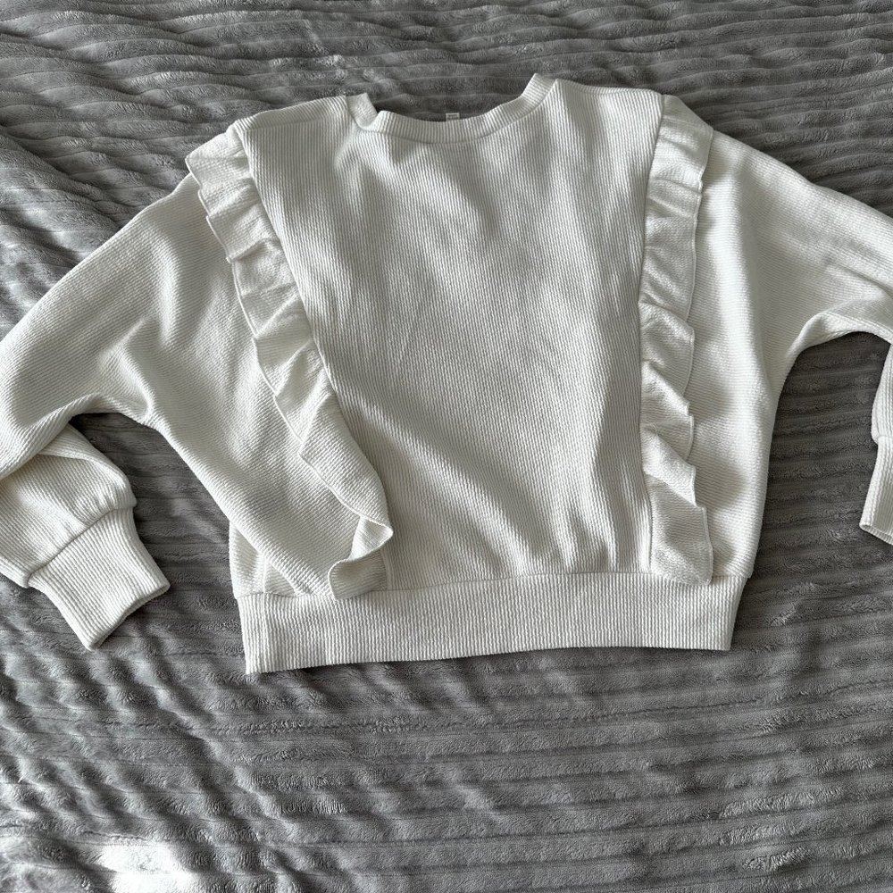 White Sweater with Ruffles